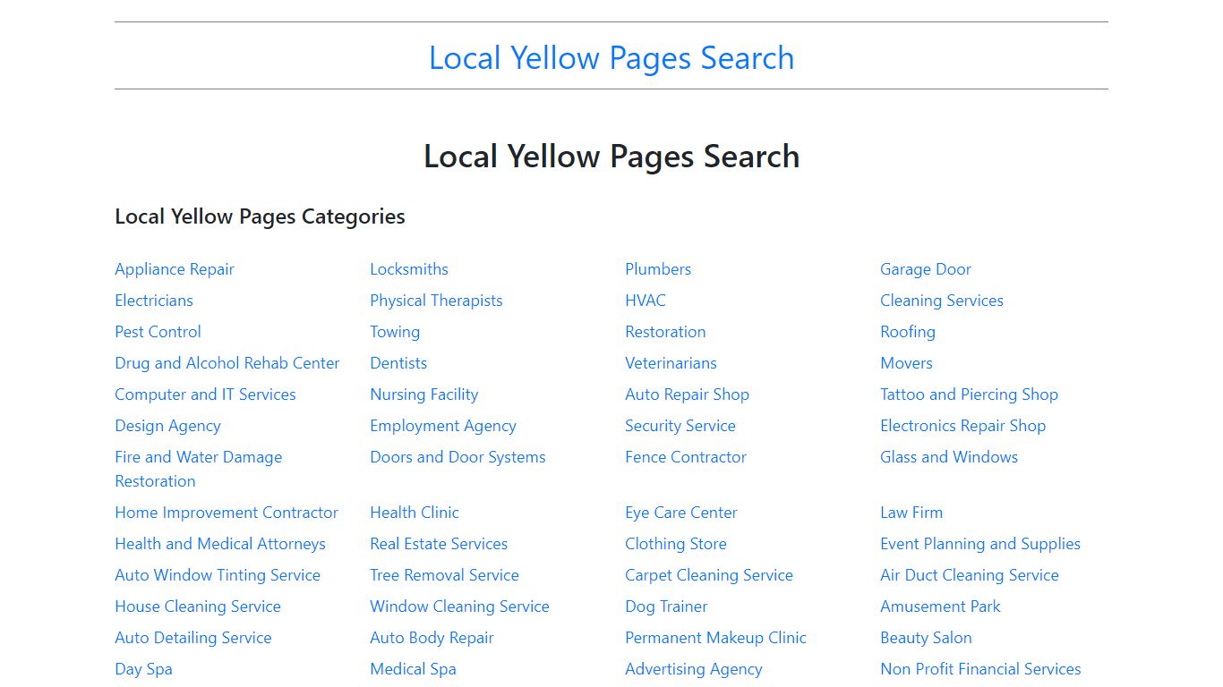 LocalYellowPagesSearch - The Local Yellow Pages Search Directory
