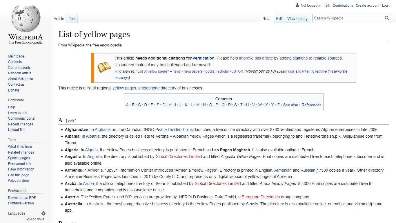 List of yellow pages - Wikipedia